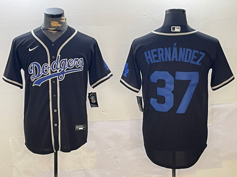 Men's Los Angeles Dodgers Teoscar Hernandez #37 Black Jersey